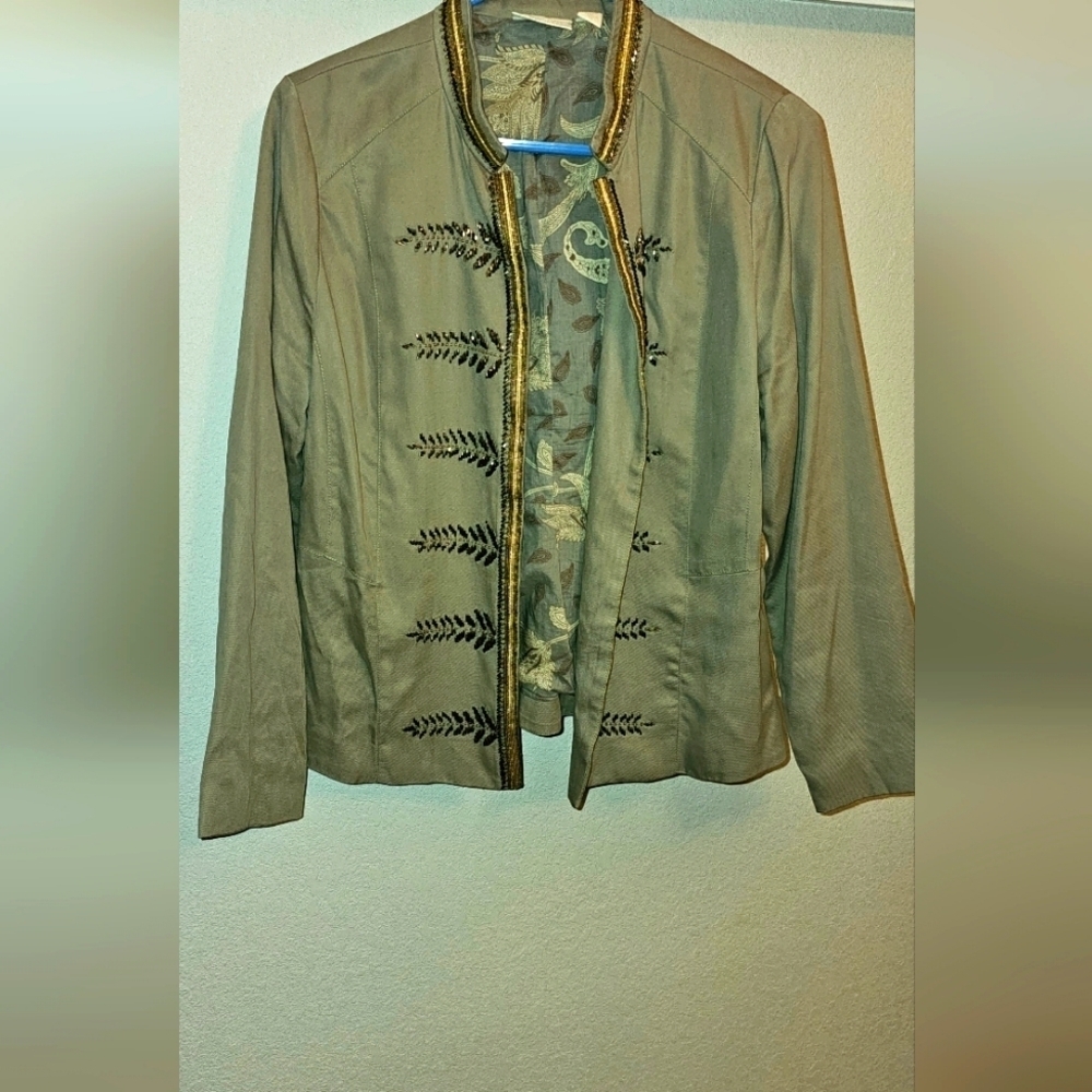 CHICO'S Jacket Military Sequined sz 1